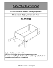 Noble House Home Furnishings PLANTER Assembly Instructions Manual