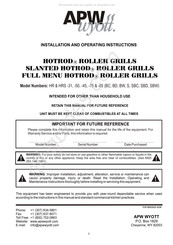 APW Wyott HOTROD HR-45SBD Installation And Operating