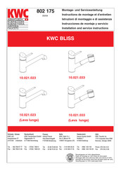 Kwc BLISS 10.021.023 Installation And Service Instructions Manual