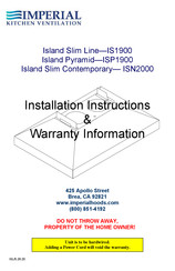 Imperial Kitchen Ventilation Island Pyramid Installation Instructions Manual