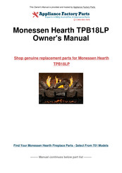 Monessen Hearth TPB18NV Installation And Operating Instructions Manual