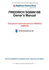 Friedrich Kuhl SQ08N10 Series Service & Parts Manual
