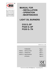 Unigas G18 SP Installation And Operation Manual