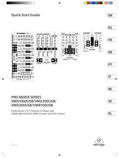 Behringer PRO MIXER VMX1000USB Quick Start Manual