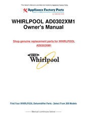Whirlpool AD0302XM1 Use And Care Manual