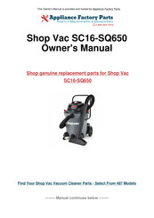 Shop-Vac SC16-SQ650 User Manual