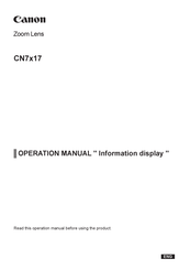Canon CN7x17 Operation Manual