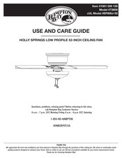 HAMPTON BAY HOLLY SPRINGS 73609 Use And Care Manual