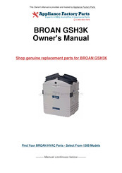 Broan GSVH1K User Manual