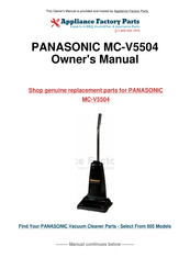 Panasonic MCV5504 - COMMERCIAL VACUUM Operating Instructions Manual