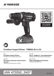 Parkside 472050 2407 Translation Of The Original Instructions
