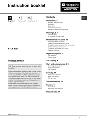 Hotpoint Ariston FTCF 87B Instruction Booklet