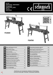 Scheppach FS3600 Translation Of Original Instruction Manual