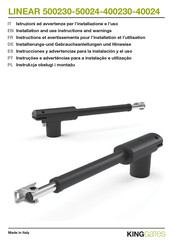 King gates LINEAR 50024 Installation And Use Instructions And Warnings