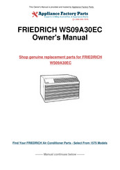 Friedrich WallMaster WE09A33E-C Service & Parts Manual