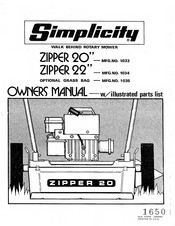 Simplicity Zipper 20 Owner's Manual