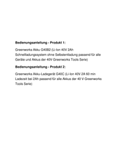 GreenWorks G40B2 Operator's Manual