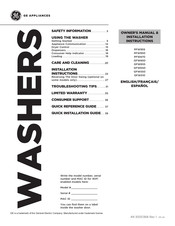 GE PFW955 Series Owner's Manual & Installation Instructions