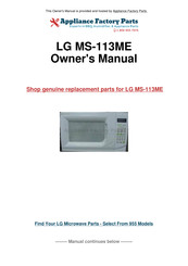 LG GoldStar MA-1020B Owner's Manual & Cooking Manual