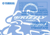 Yamaha Grizzly 450 2012 Owner's Manual