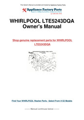 Whirlpool LTE5243DQA User Instructions