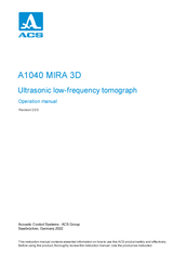 ACS A1040 MIRA 3D PRO Operation Manual