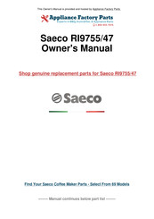 Saeco RI9755/47 Operation And Maintenance Manual