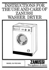 Zanussi WDI9091 Instructions For The Use And Care