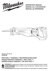Milwaukee M18 FUEL SAWZALL 2720-20 Operator's Manual