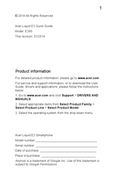 Acer Liquid E3 Quick Manual