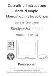 Panasonic PANASYNC PRO TX-D1F64 Operating Instructions Manual