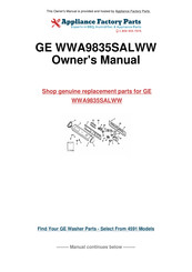 GE WA9895S Use And Care Manual