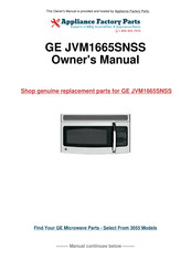 GE Spacemaker JVM1665SNSS Installation Instructions Manual