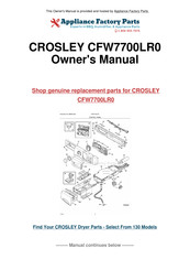 Crosley CFW7700LR0 Installation Manual