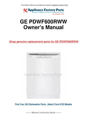 GE PDWF600RWW - Full Console Dishwasher Installation Instructions Manual