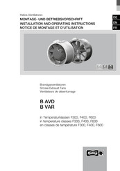 Helios B AVD Series Installation And Operating Instructions Manual