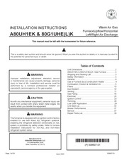 Allied A80UH1EK Installation Instructions Manual
