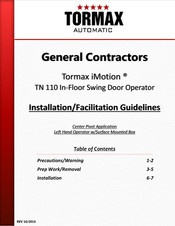 Tormax Automatic iMotion TN 110 Installation Manuallines