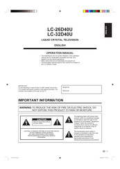 Sharp Aquos LC-32D40U Operation Manual