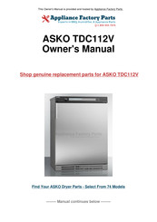 Asko TDC112V Installation Instructions Manual