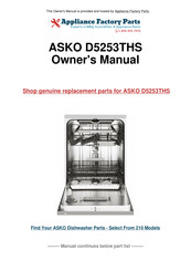 Asko D5253 Operating Instructions Manual
