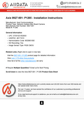 Axis FA1125 Installation Manual
