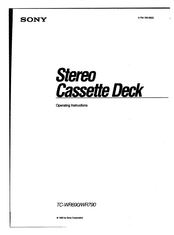 Sony TC-WR790 Operating Instructions Manual