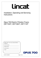 Lincat OE7113/F Operating, And Servicing  Instructions