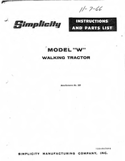 Simplicity W Instructions And Parts List