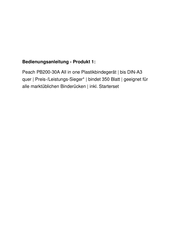 Peach PB200-70 Operating Instructions Manual