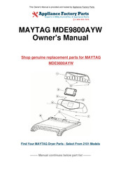 Maytag MDE9800AYW Use & Care Manual