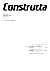 CONSTRUCTA CC4W91963 User Manual And Installation Instructions