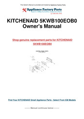 KitchenAid 5KWB100 Instructions And Recipes Manual
