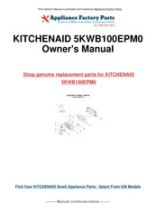 KitchenAid 5KWB100 Instructions And Recipes Manual
